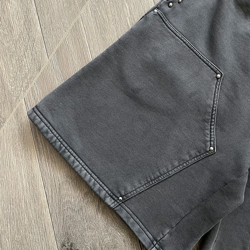 Szorty męskie Project Capri Emergency, styl europejsko-amerykański, zdobione ćwiekami, z efektem hot drill, sprane, casualowe, sportowe, modne, w stylu high street, nowość.