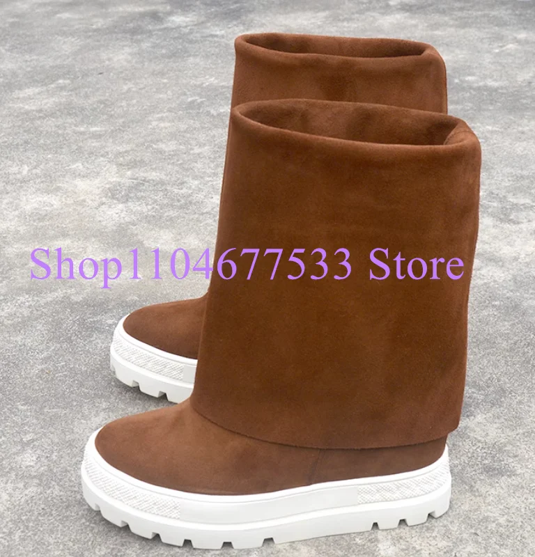 

Женские короткие ботинки коричневого цвета на платформе, модные женские ботильоны на увеличивающем каблуке 10 см, женская повседневная обувь