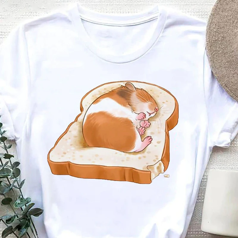 Cute Hamster Graphic T-shirt Cute Cartoon Print Casual Unisex T Shirt Summer New Fashion O-Neck Tshirt Streetwear Women/Men Tees