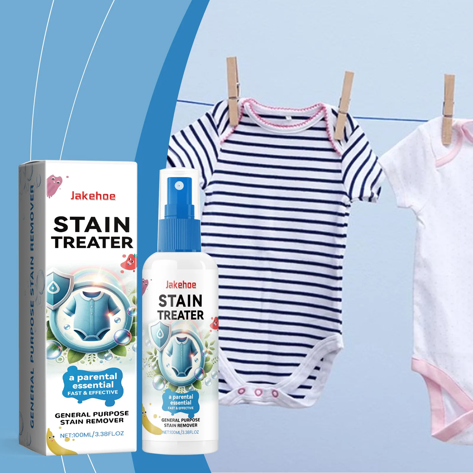 

Baby Clothes Stain Remover Strong Cleansing Food Oil Stain Bleach Decontamination Children Cloth Fabric Detergent Cleaner Spray