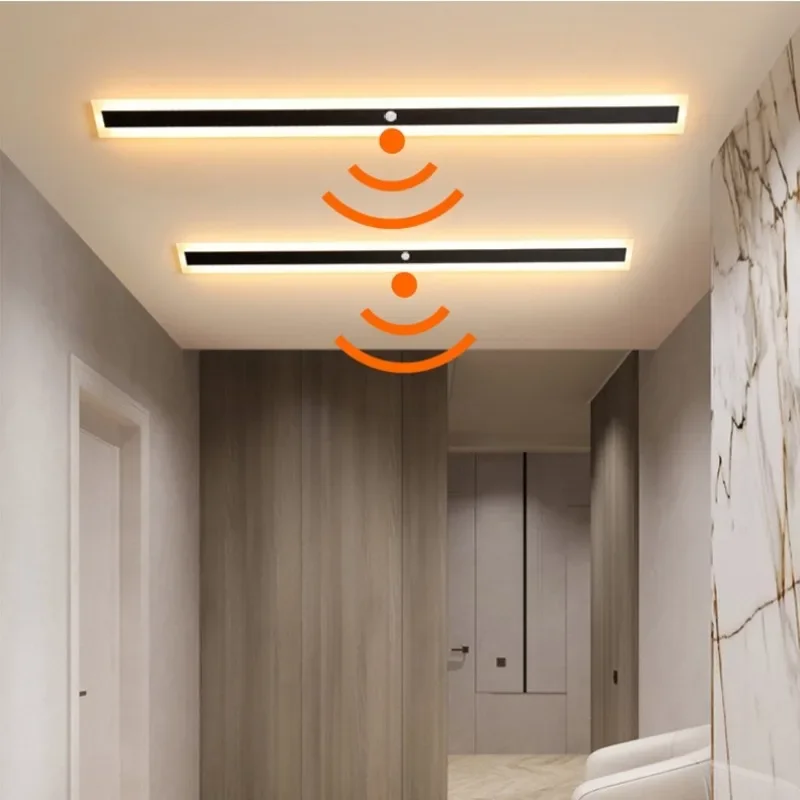 Lâmpada de parede moderna Long Strip com Sensor de Movimento, Luz LED impermeável, Iluminação exterior, Sala de estar, Jardim, varanda, IP65