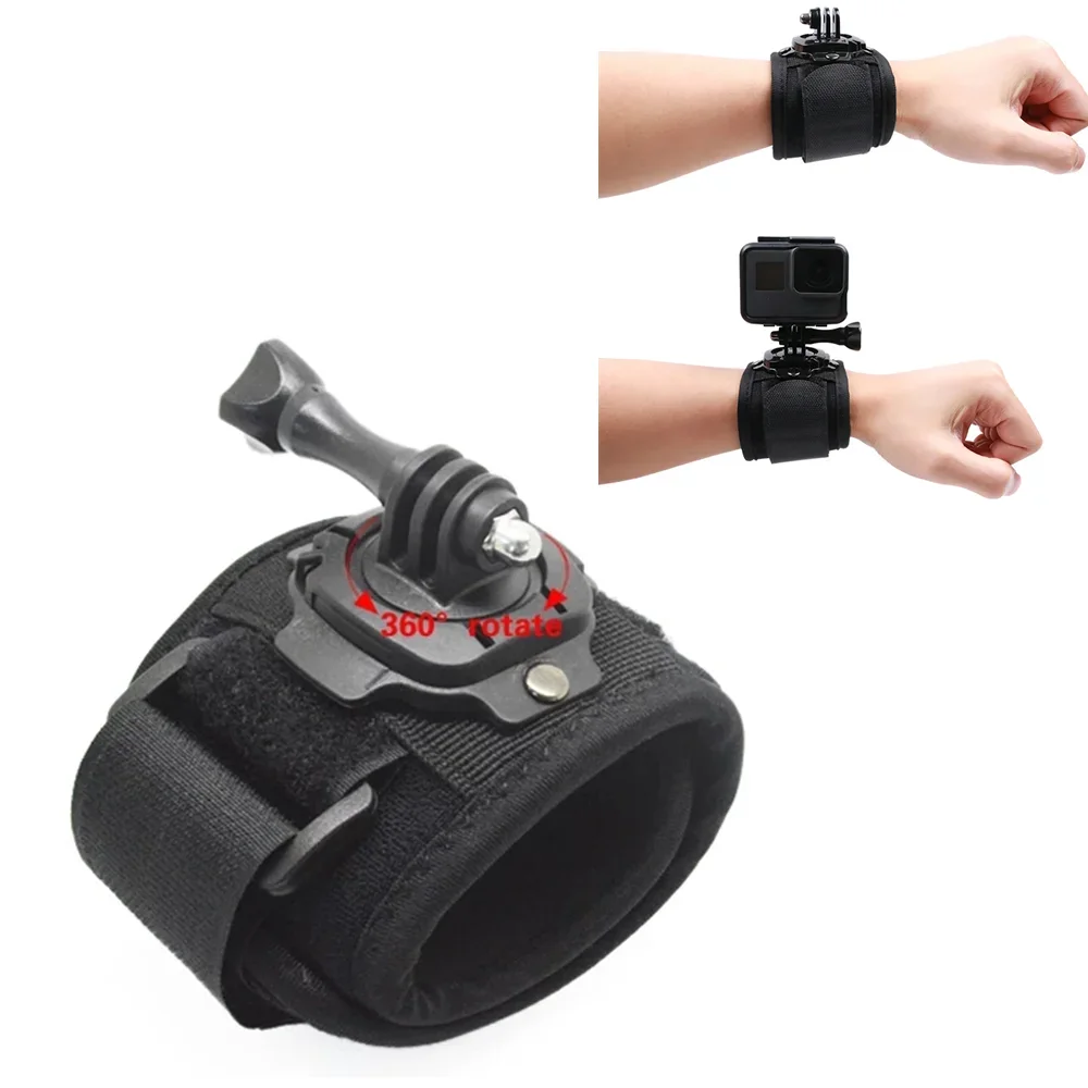360° Rotating Wrist Mount for GoPro Hero 10 9 8 Adjustable Arm Strap Band for SJ4000 Yi 4K H9R Insta360