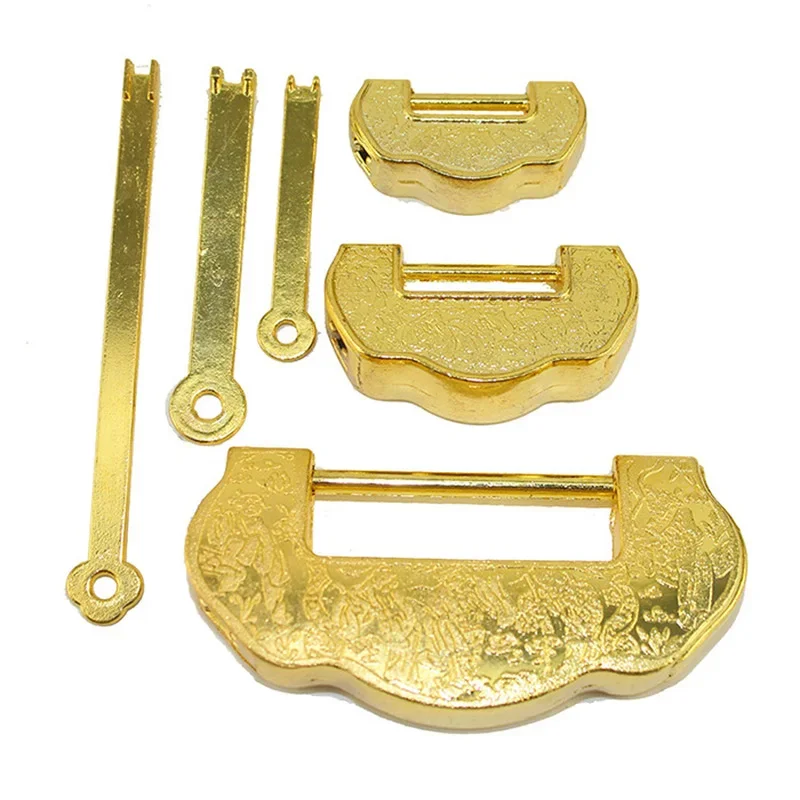 Antique lock chinese Retro Vintage Gold bronze keyed padlock Password combination locking for door wooden Jewelry box luggage