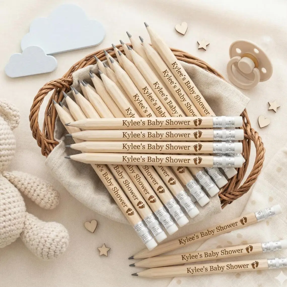 50/100pcs Personalized Wedding Wooden Pencils in Bulk Wedding Favors for Guests Engraved Natural Pencil Printed with LOGO