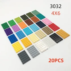 20 Pcs/lot Buildings Blocks 3032 Plate 4x6 Bricks DIY Assmble Collections Bulk Modular GBC Toy For High-Tech MOC Set