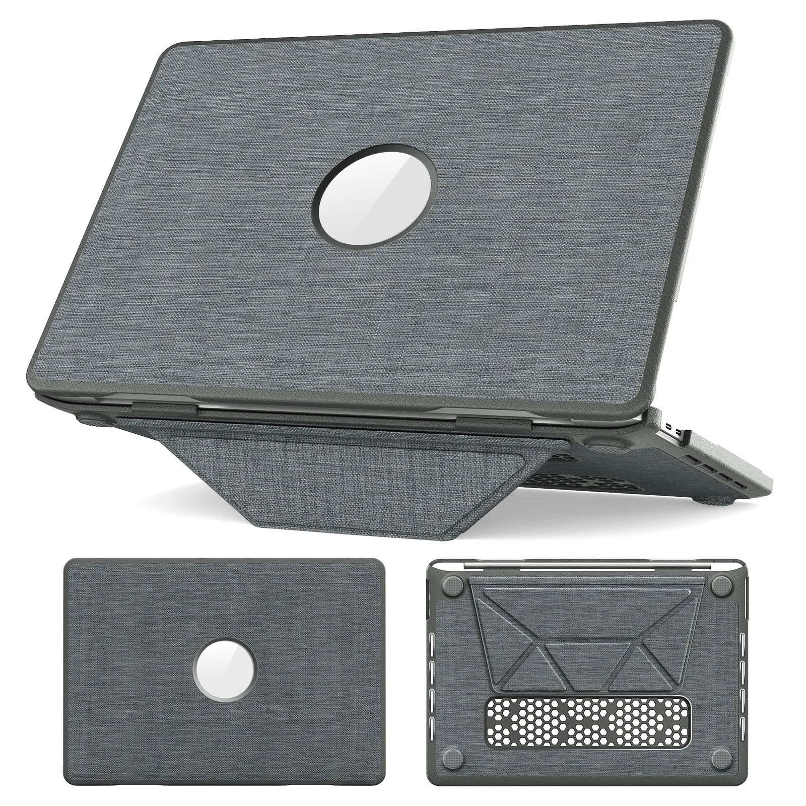 Cut Logo Fabric Stand Laptop Case For Macbook Air 15 Case M4 2025 Air 13 Funda for Macbook Pro 16 Case M3 M2 M1 Pro 14 M5 Cover