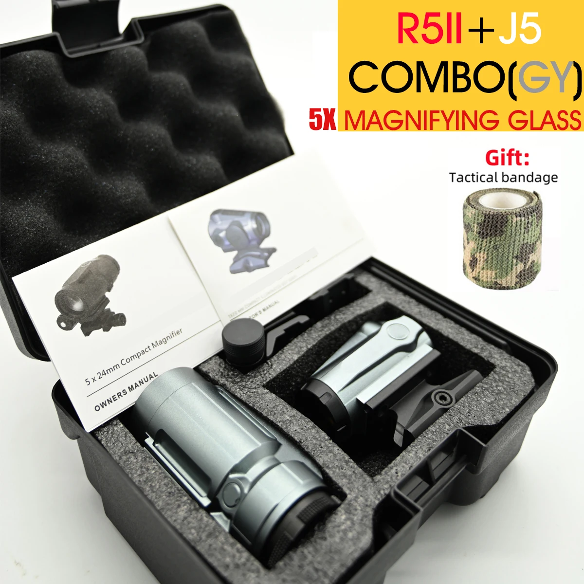 R5II Red Dot Verlichte Holografische Richtkijker 3x/5x Vergroten Side Flip Tactische Combo Reflex Scope Sight Kit Collimator