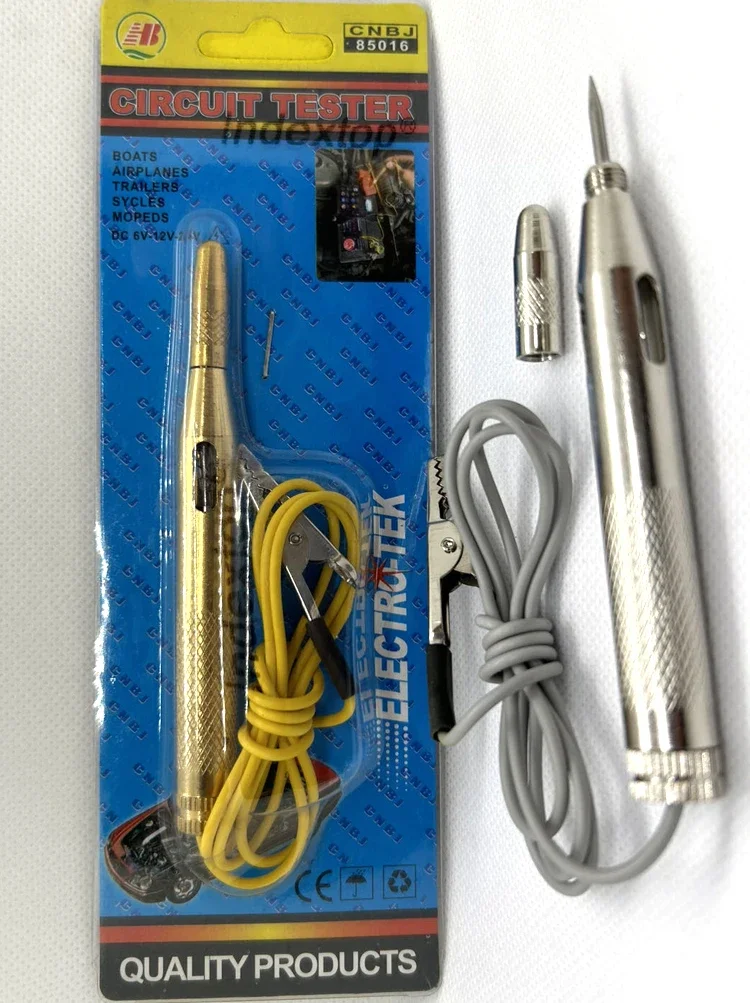 Car Motorcycle Auto Light Circuit Fuse Lamp Voltage Tester Test Probe Pen Pencil DC 6V/12V/24V Cable And Clip Circuit Tester