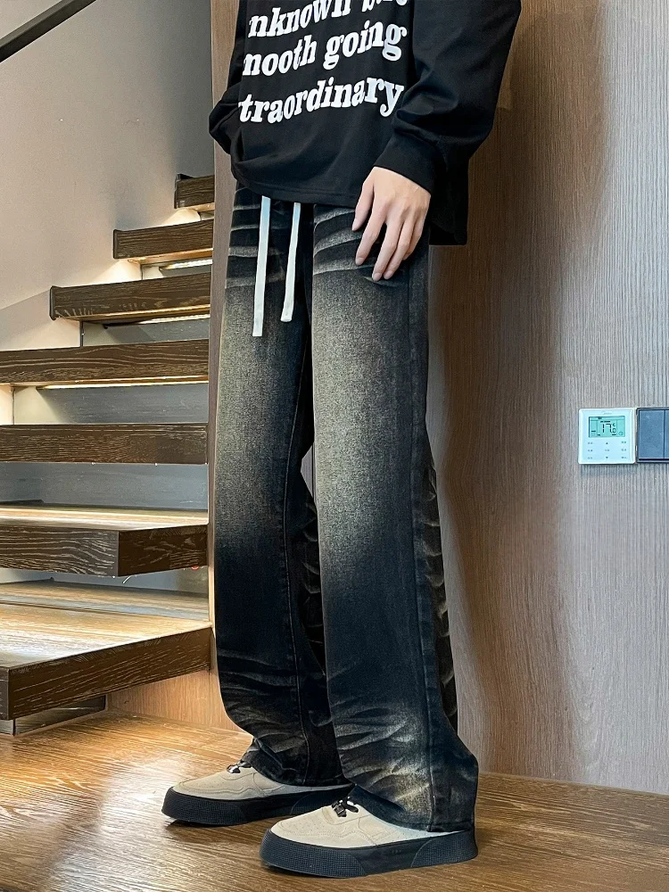 

Мужские джинсы прямого кроя свободного силуэта 2024: Новинка осенне-зимнего сезона, повседневная одежда, модный бренд, уличный стиль