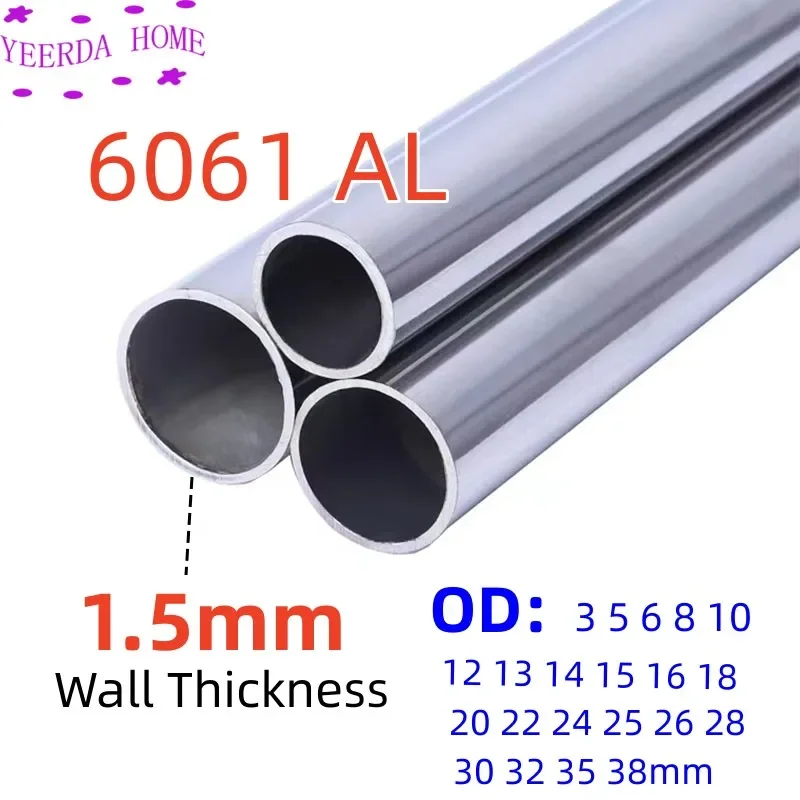 

1.5mm Wall Thick 6061 aluminum tube pipe All-Size hollow aluminum pipe 3mm ~ 38mm Dia wholesale