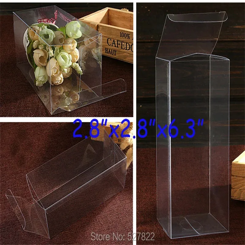 

50 PCS 7x7x16cm Clear Plastic PVC Boxes for Party Favor Wedding, retail products packaging Free Shipping