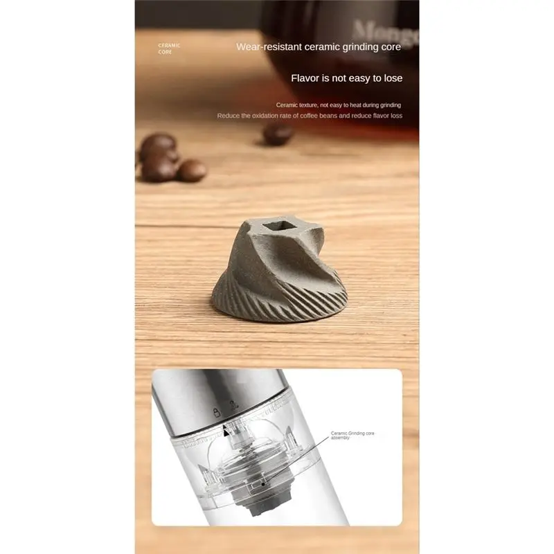 

Портативная кофемолка A47T, электрическая, перезаряжаемая через USB, автоматическая кофемолка для помола кофейных зерен для кухни и дома - серебристая