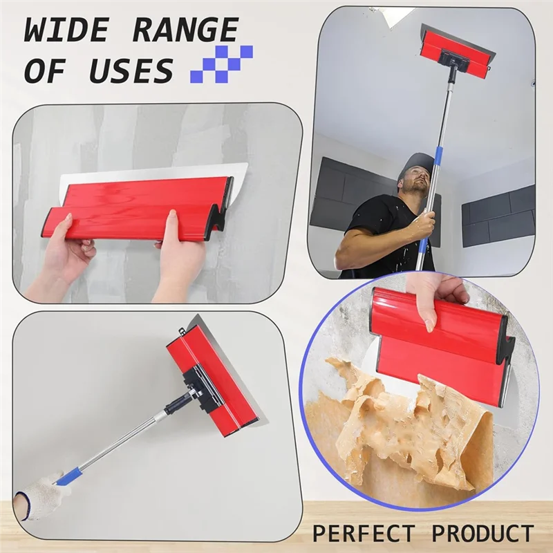 

【24 Hours Sale】Drywall Skimming Blade Set 10" & 16" Stainless Steel Blades + 34-80" Extendable Pole Pro Tools,For Drywall Finish