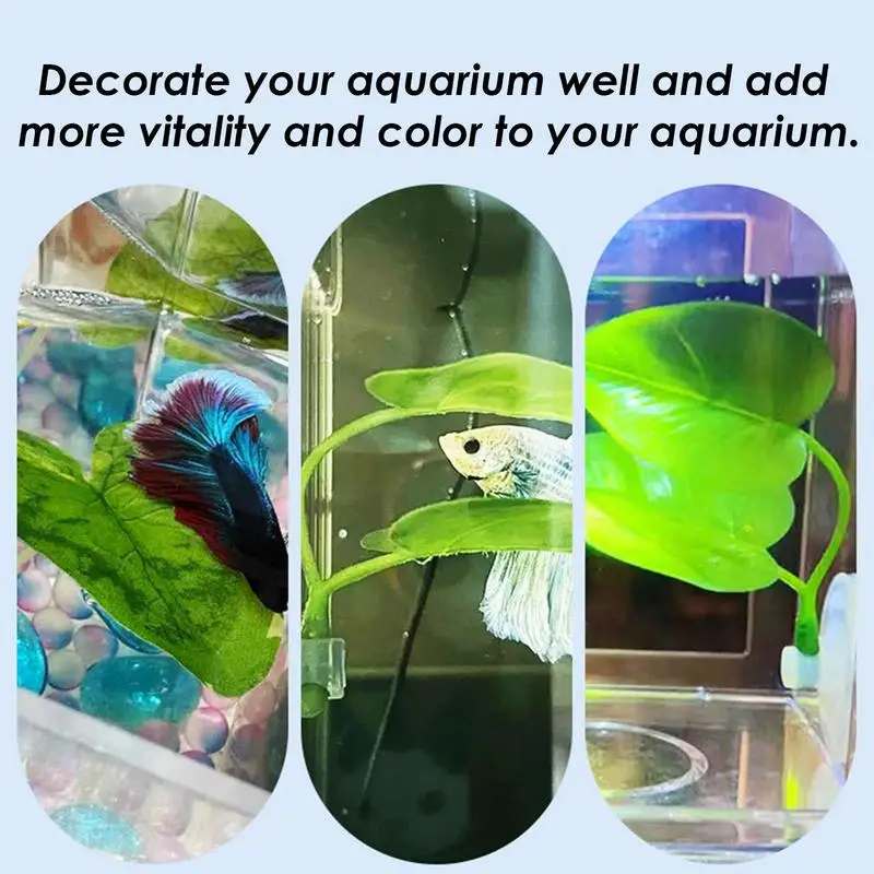 Betta Leaves Simulated Aquarium Decorations Betta Bed Fish Leaves Vivid Suction Cup Mounted Betta Fish Aquarium Plants Tank