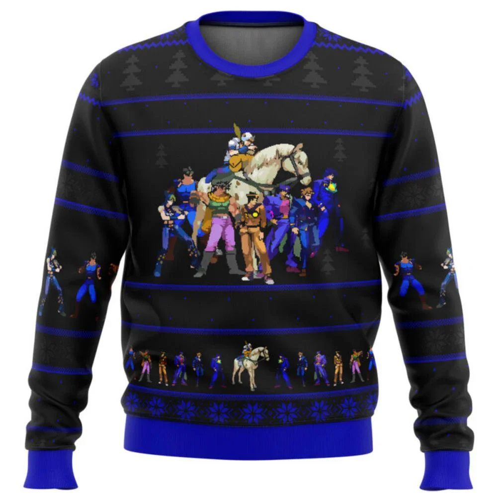 Sudadera y Top 3D, ropa de otoño e invierno, JoJos Bizarre Adventure, suéter de Navidad feo, regalo, jersey de Papá Noel para hombre