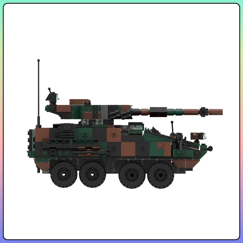 Military Series MOC Land Force Stryker M-1128 Armored Vehicle With Motor Gun Building Block Set DIY Boy Toys Christmas Gifts