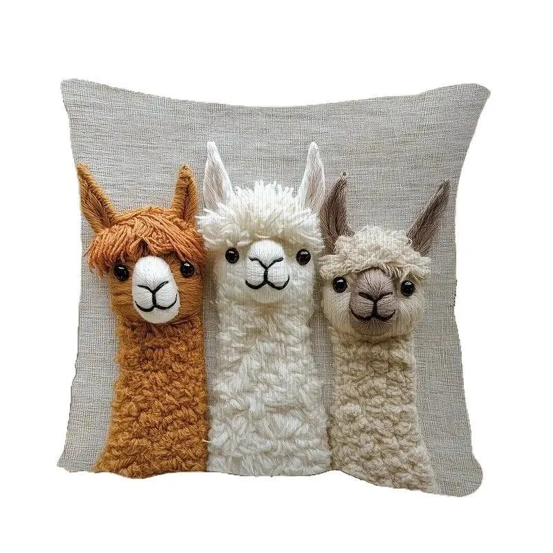45cm Printed Smiling Alpaca Pillowcase Cartoon Alpaca Sofa Alpaca Cushion Cover Home Decorative Bed  Pillow Case Bed Favor