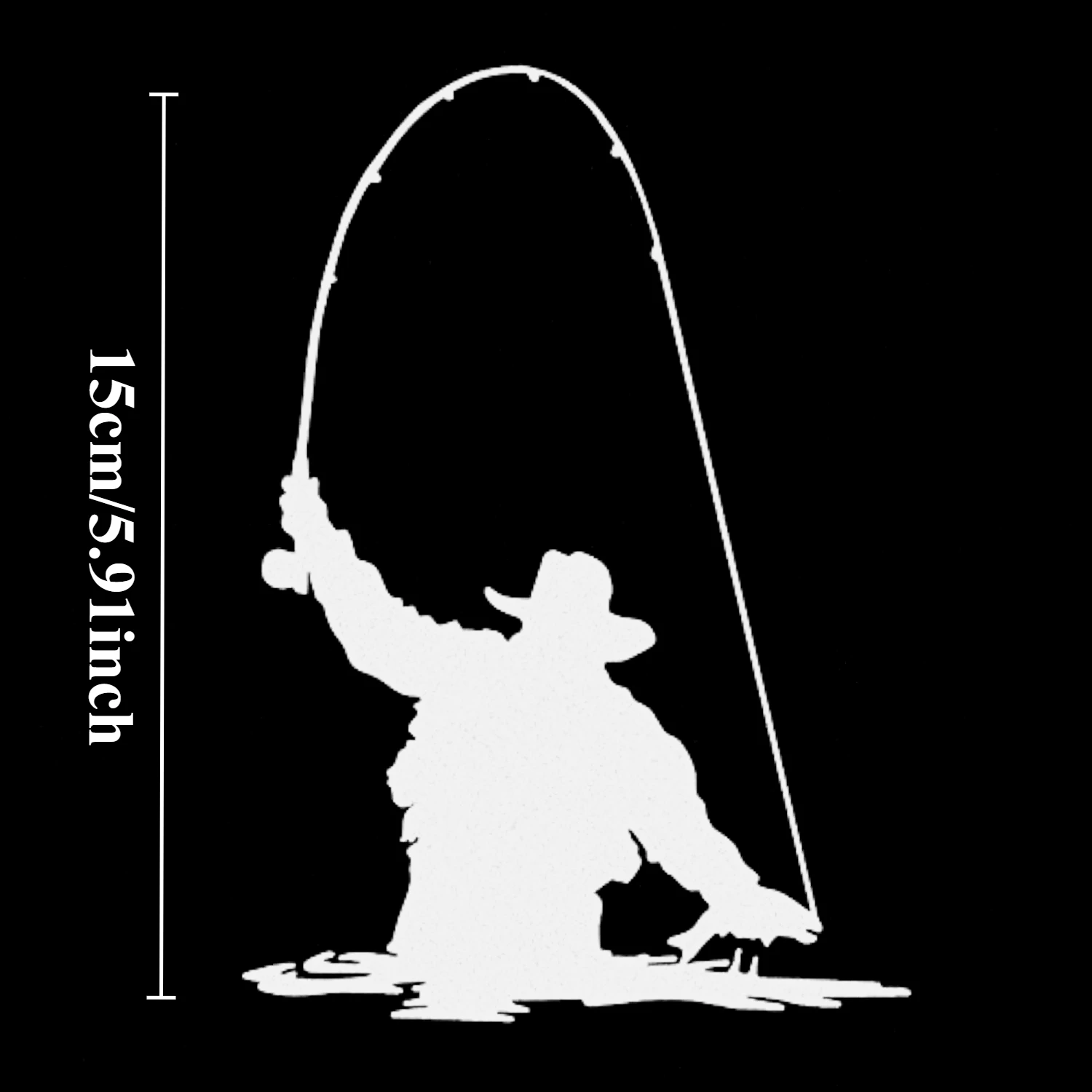 1Pc 2D Flat Trout Fisherman Silhouette Vinyl Sticker, Waterproof White Decal For Car Window Decor, Holiday Gift
