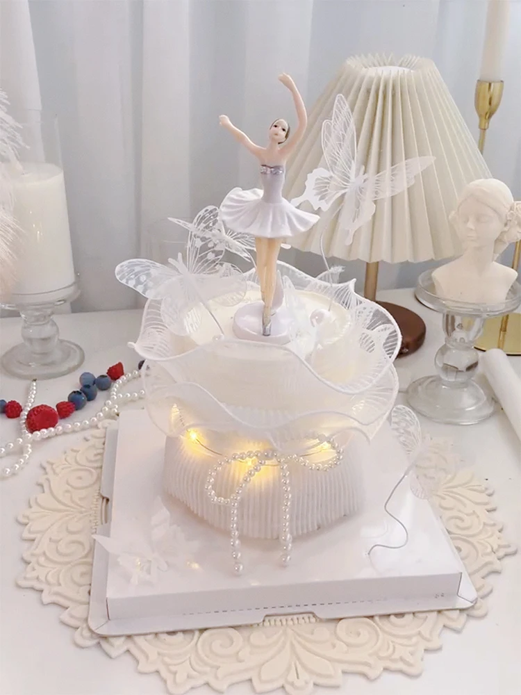 Rotary turntable Ballerina Figurine Cake Decor for Women Girls Birthday Party Ballet Kid Cake Topper Party Cake Decoration Gifts image 5