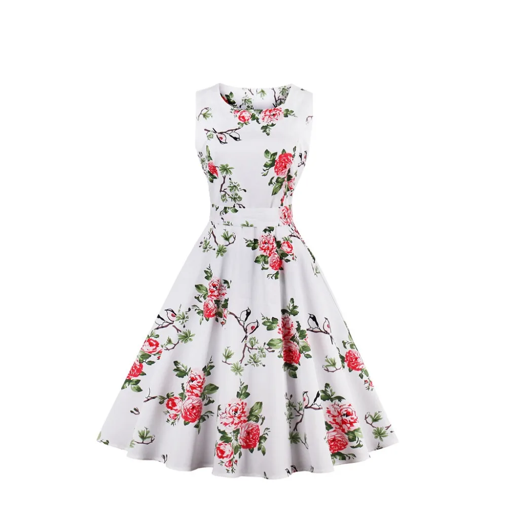 2025 New Women's Sleeveless Print Dress - Retro Audrey Hepburn Style Dress