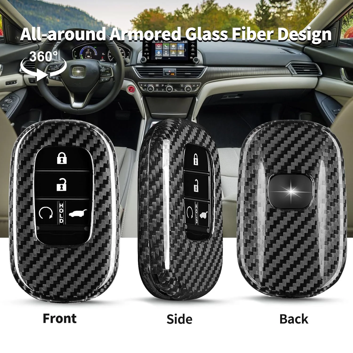 Key Fob Cover for Honda Civic Type R 2025 Real Carbon Fiber Key Case  for Honda Accord HR-V CR-V Pilot Sport 2024 Accessories