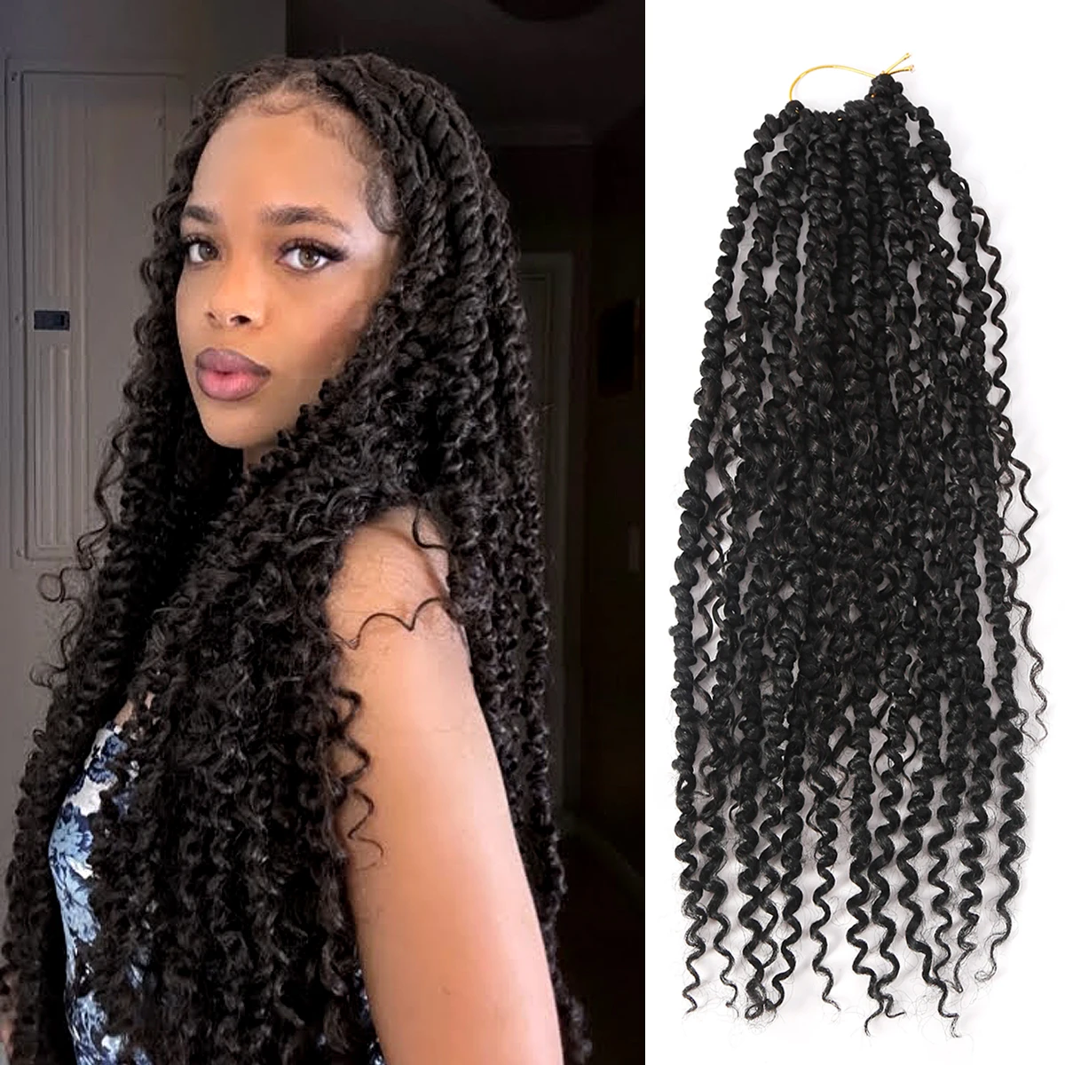 18 inch Blue Pink Purple Passion Twist Hair Pre-Twisted Crochet Braids Pre-Looped Synthetic Braiding Extensions Hair