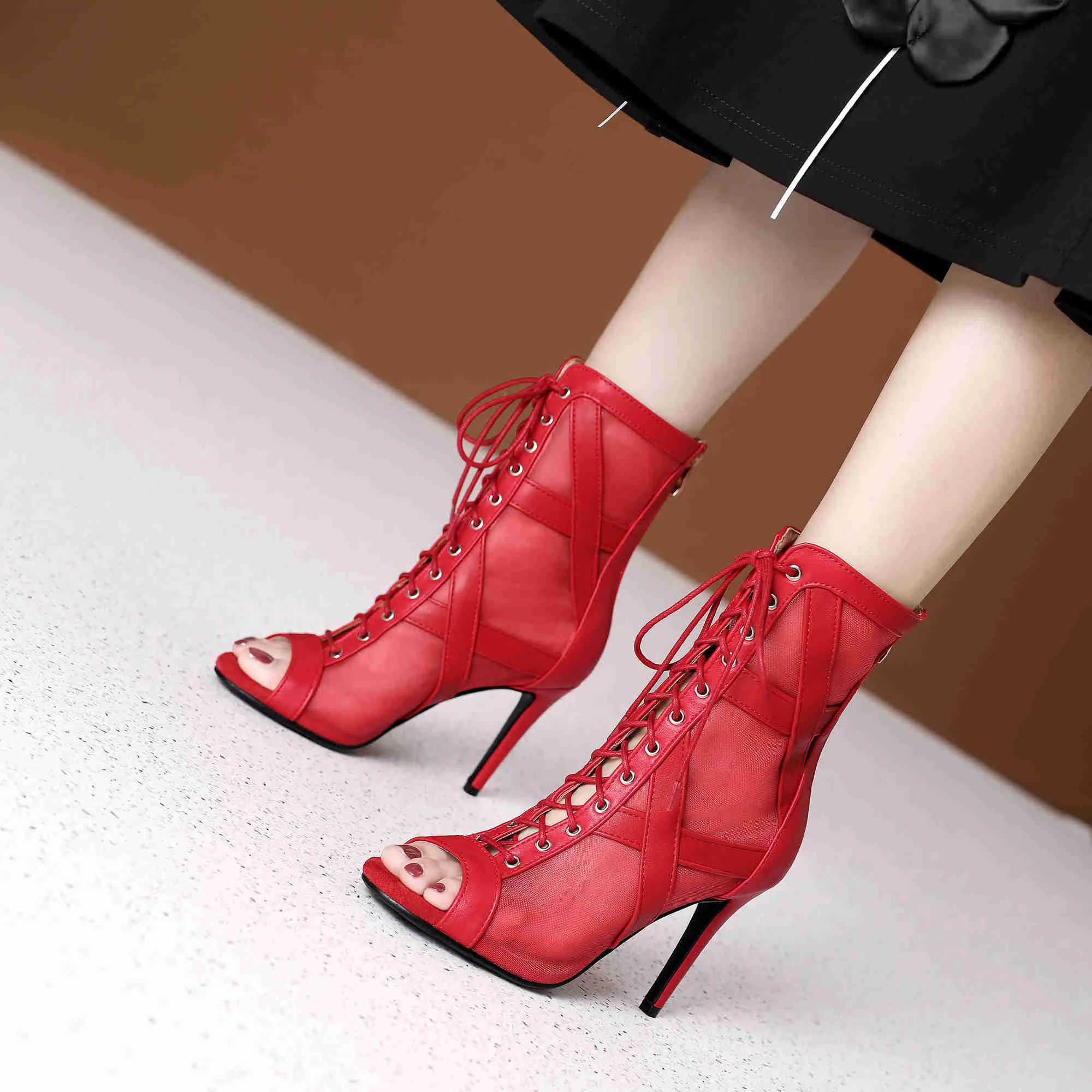 New Sexy Women Heels Soft Ladies Shoes Ballroom Suede Sole Customizable Street Sexy Red Stilettos Booties