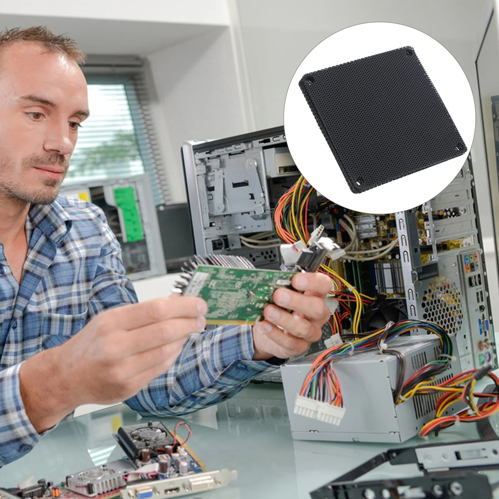 10 قطعة قطعة مروحة مرشح شبكي يغطي حالة الكمبيوتر برودة تصفية استبدال الغبار برهان شاشة الكمبيوتر مروحة شبكة مرشحات برودة الكمبيوتر #4