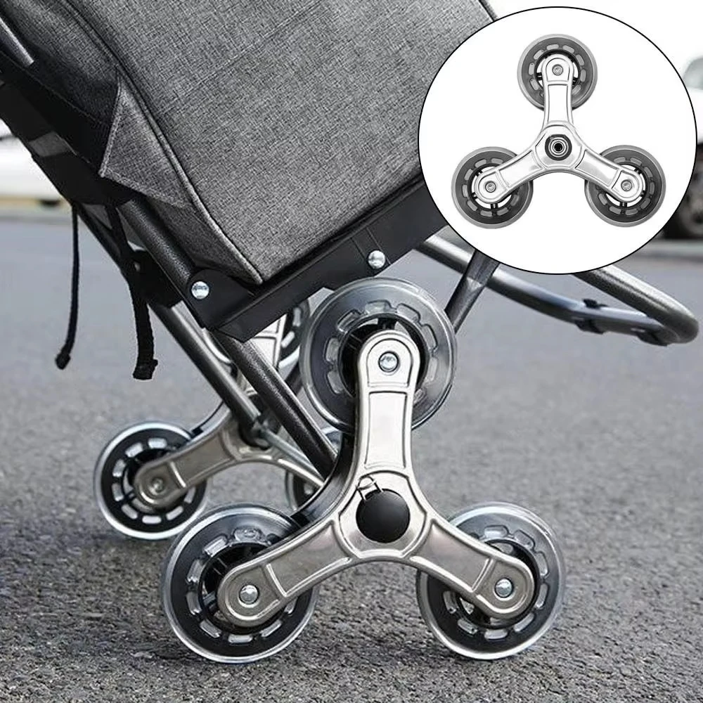 2Pcs Stable Metal Frame Plastic Wheels Plastic Pu Stair Climbing Wheels Triangle Multi-Purpose Cart Wheels Stair Climbing Tools