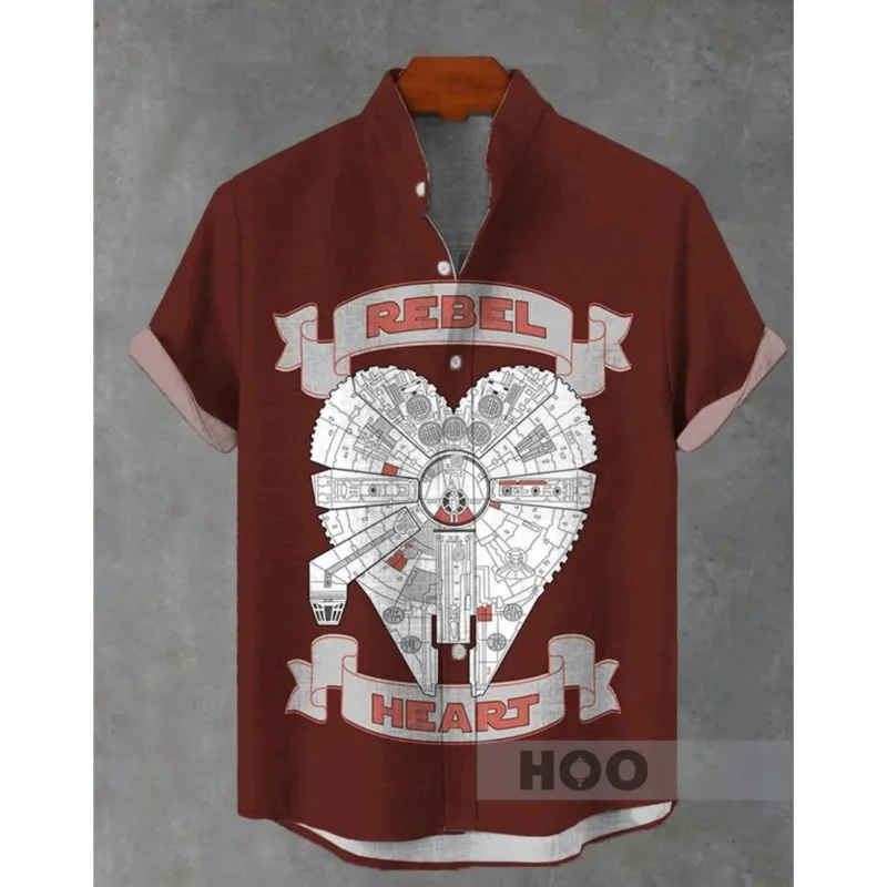 

2025 New Hawaii Shirt Men's Star War Shirt Men's Clothing T-shirt Top Boys Walker Printed Short Sleeve Shirt Camicia Uomo