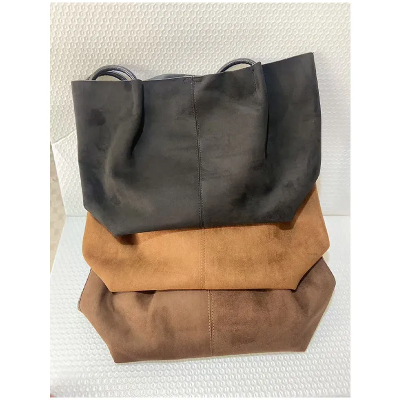 Unterarm-Umhängetasche aus Wildleder mit passender Geldbörse, große Kapazität für Damen, Alltags-Pendler-Einkaufstasche, einfarbige Vintage-Handtasche für Damen – Detail 16