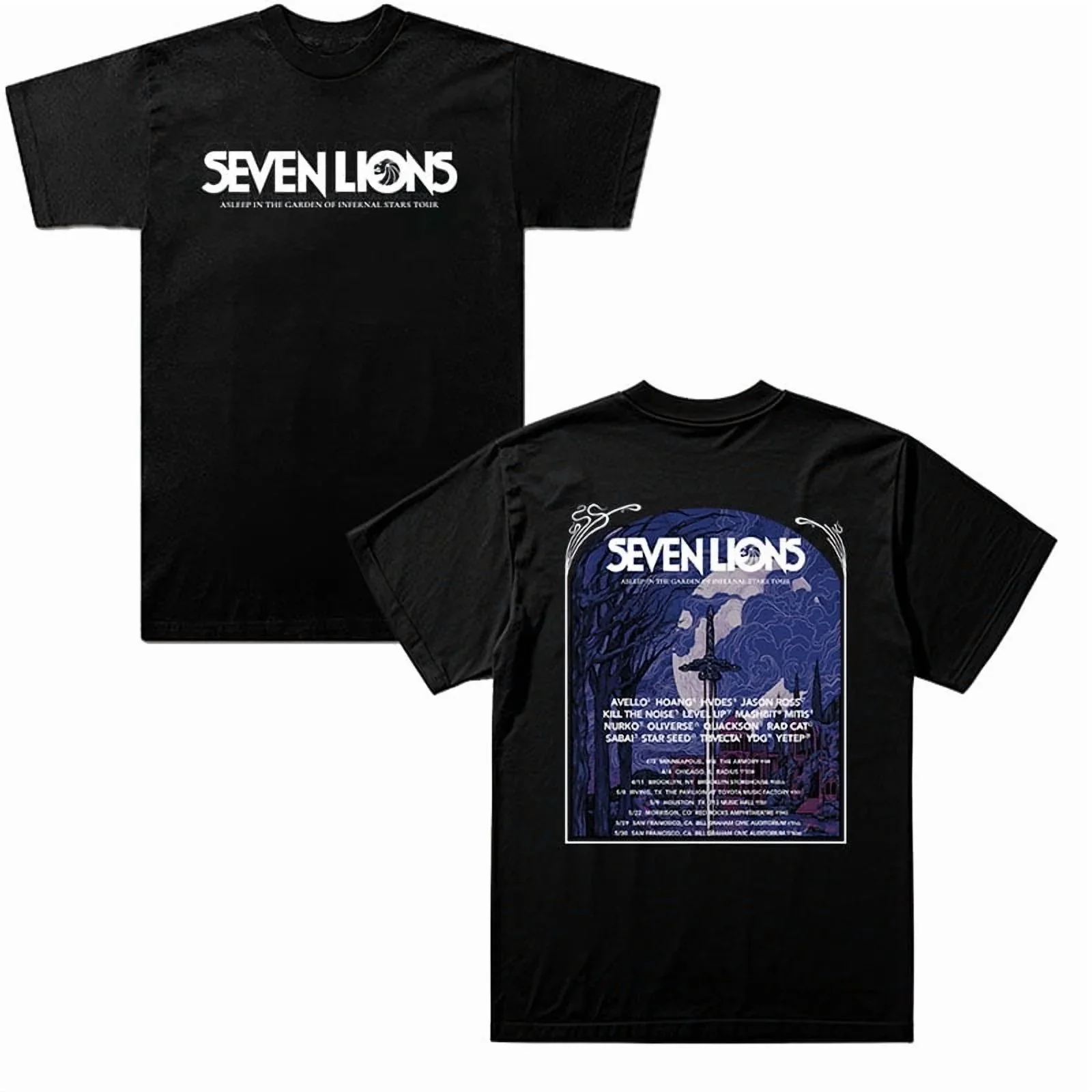 Seven Lions Merch 2026 Asleep In The Garden Of Infernal Stars Tour Tshirt Summer Unisex Short-sleeved T-shirt Fashion