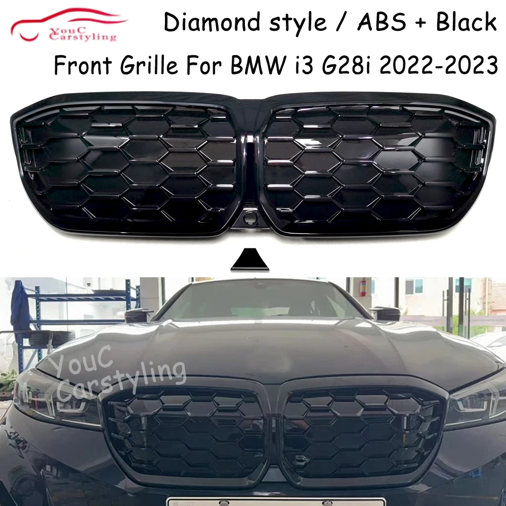 

Diamond Gloss Black Front Bumper Grille for BMW I3 G28i 2022-2023 Full Electric eDrive 35 eDrive 40 Replacement Grill