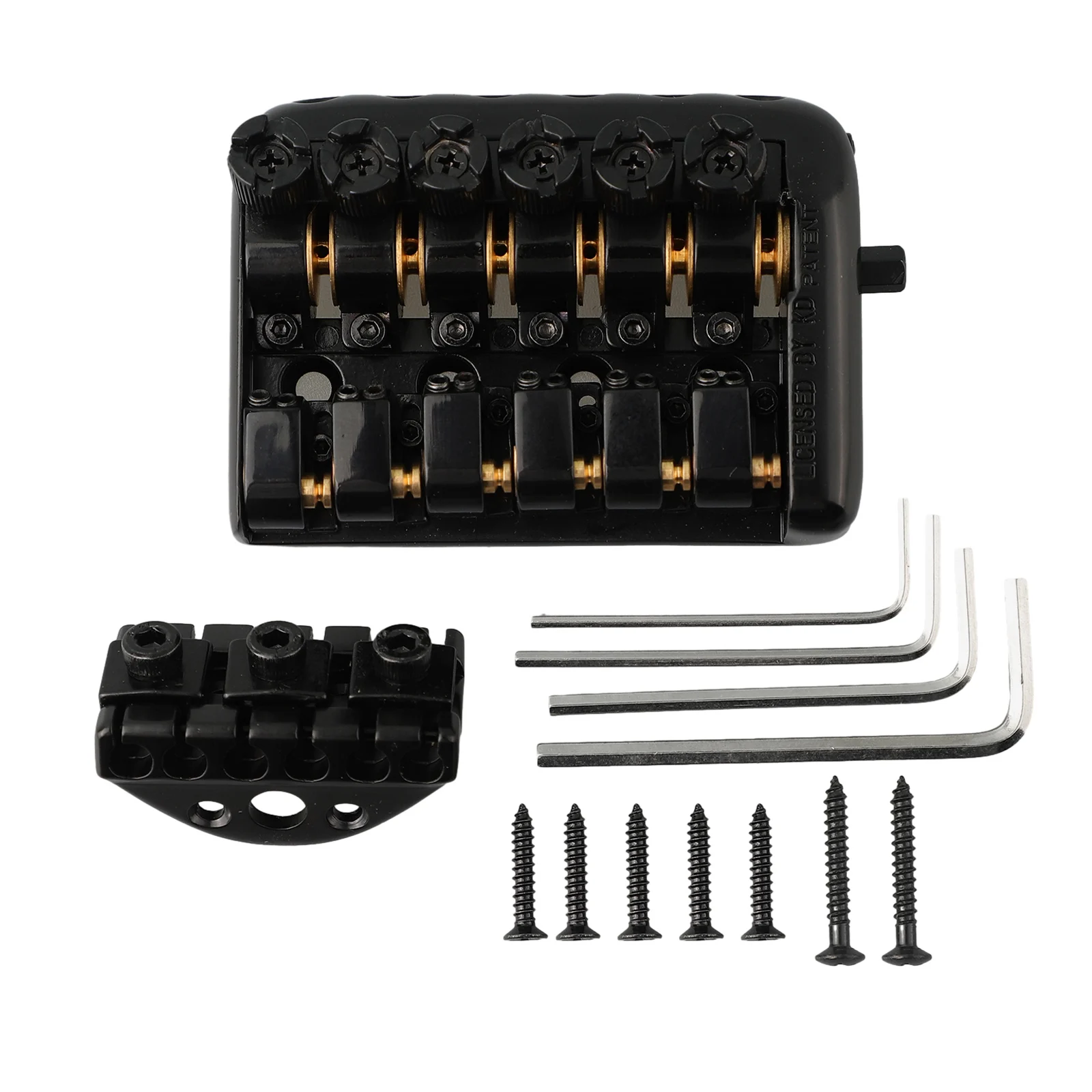 أسود اللون سبائك الزنك جسر ثابت السرج مقطوعة الرأس جسر الغيتار الكهربائي الذيل مع 6 سلسلة قفل الجوز والمسامير #5