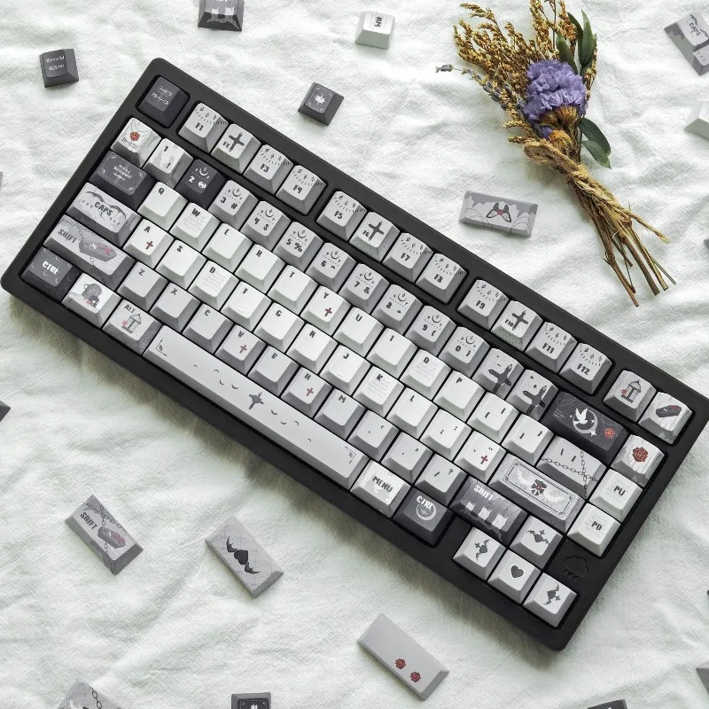 

Gray Theme Keycaps Set Customized PBT Sublimation Cherry Profile Keyboard Cap 143keys for Mechanical Keyboard Accessories Gifts