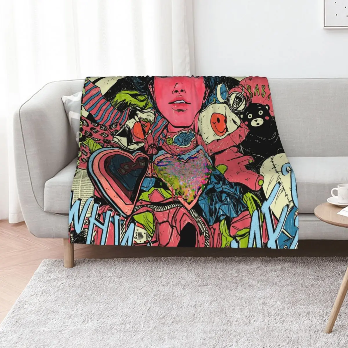 washing machine heart - mitski Throw Blanket funny gift Hairys Blankets For Sofas Flannel Hair Blankets