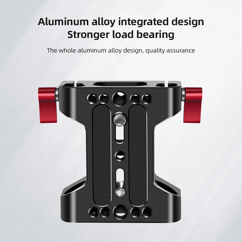 Multipurpose Camera Base Plate with 15mm Rod Rail Clamp Tripod Mounting Baseplate Aluminum Alloy for DSLR Rig Support System