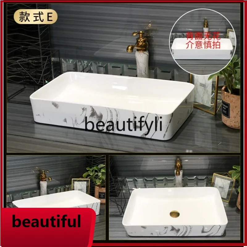 

f156 Ceramic marble pattern balcony wash basin size washbasin