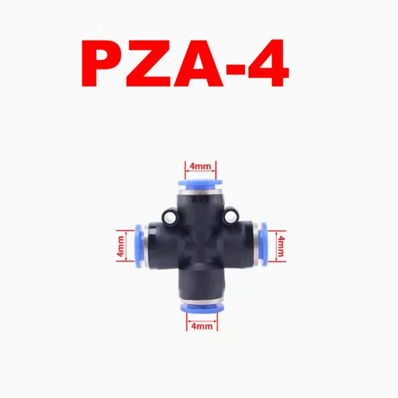 10Pcs/Lot Air Pneumatic   Cross Shaped Push in Connector Quick Fittings PZA-4 PZA-6 PZA-8 PZA-10 PZA-128