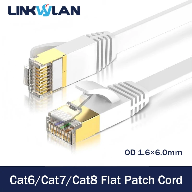 Câble Ethernet Linkwylan Cat 6 Cat7 UTP STP 1000M plat, cordon de raccordement LAN Internet, câble réseau fin et long haute vitesse pour routeur