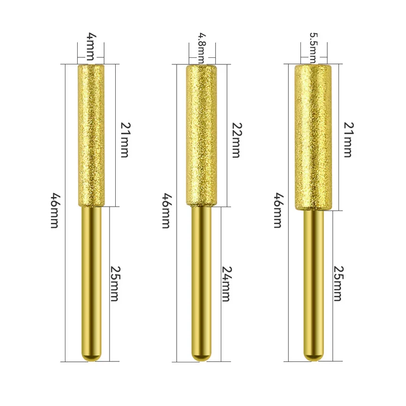 Imagem -04 - Ouro e Prata Diamante Revestido Chainsaw Sharpener Cilíndrico Burr 45.5 mm Stone File Chain Sharpening Carving Grinding Power