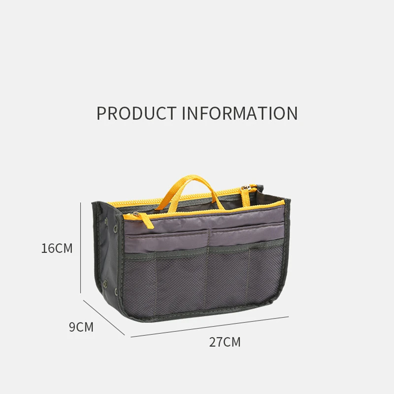 Women Cosmetic Organizer Bag Nylon Travel Insert Organizer Handbag Foldable Large Capacity Insert Bag Liner Makeup Tote