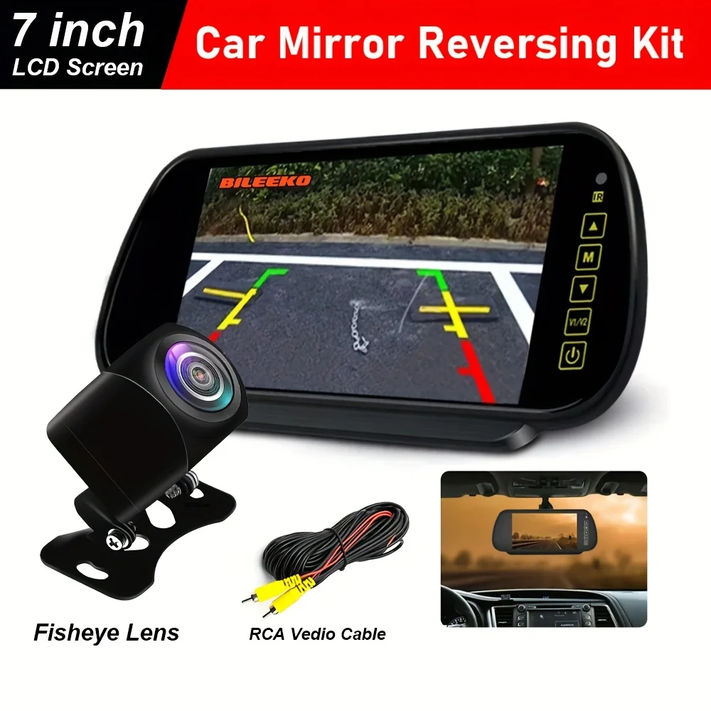 

17,78 см автомобильный ЖК-зеркальный монитор, экран парковки автомобиля, 2 входа AV, автоматический дисплей, помощь при заднем ходе, резервная камера заднего вида