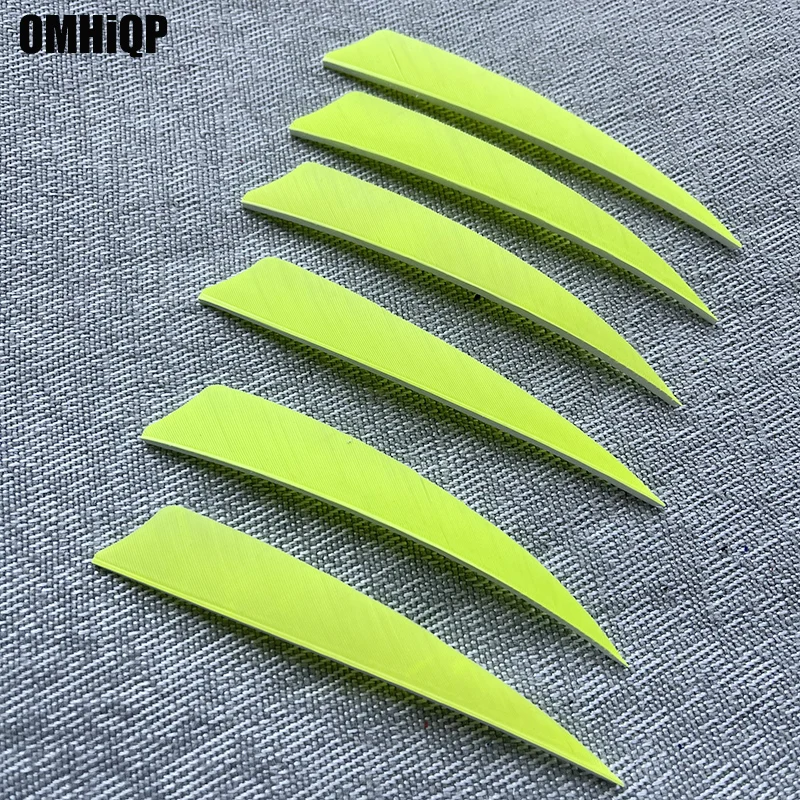 100Pcs 4Inch Shield Cut Turkey Feather Fluorescent Yellow Archery DIY Arrow Accessories Right Wing/Left Wing