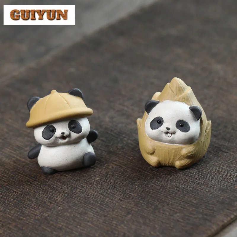

Yixing Zisha Panda Bamboo Shoot Tea Pet Boutique Fish Tank Landscaping Tea Figurine Play Toys Tea Statue Ornaments Workmanship
