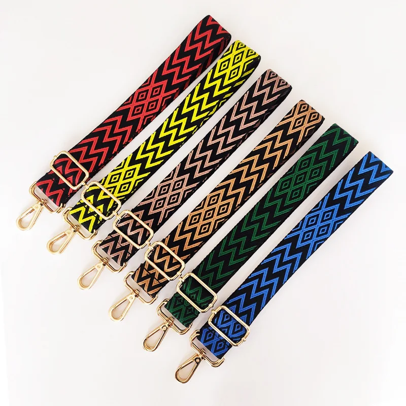 1.3M Adjustable Bag Strap 3.8cm Wide Geometric Chevron Print Replacement Shoulder Strap Crossbody Handbag Purse Strap Accessorie