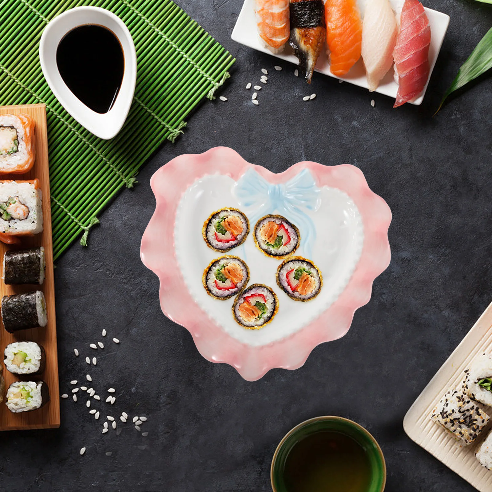 

Creative Ceramic Tableware Dessert Fruits Display Plate Tray Cake Server Heart Plates