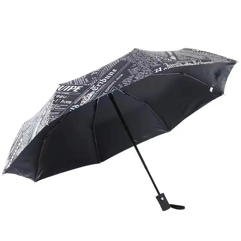 Fully Automatic Umbrella Folding Creativity Personalized Male Rain Rain Rain Dual Use Umbrella Newspaper Student Umbrella Free S