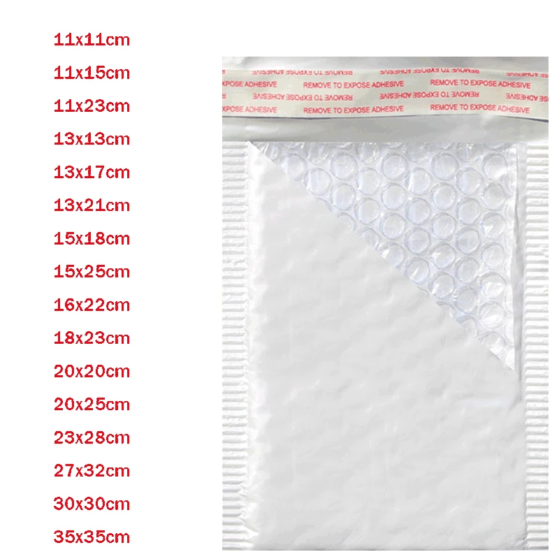 50Pcs Mailers Bolha Poli Branco Mailer Bolha Auto Selo Acolchoado Gift Bag Embalagem Envelope Sacos Livro Envio Pacote Saco