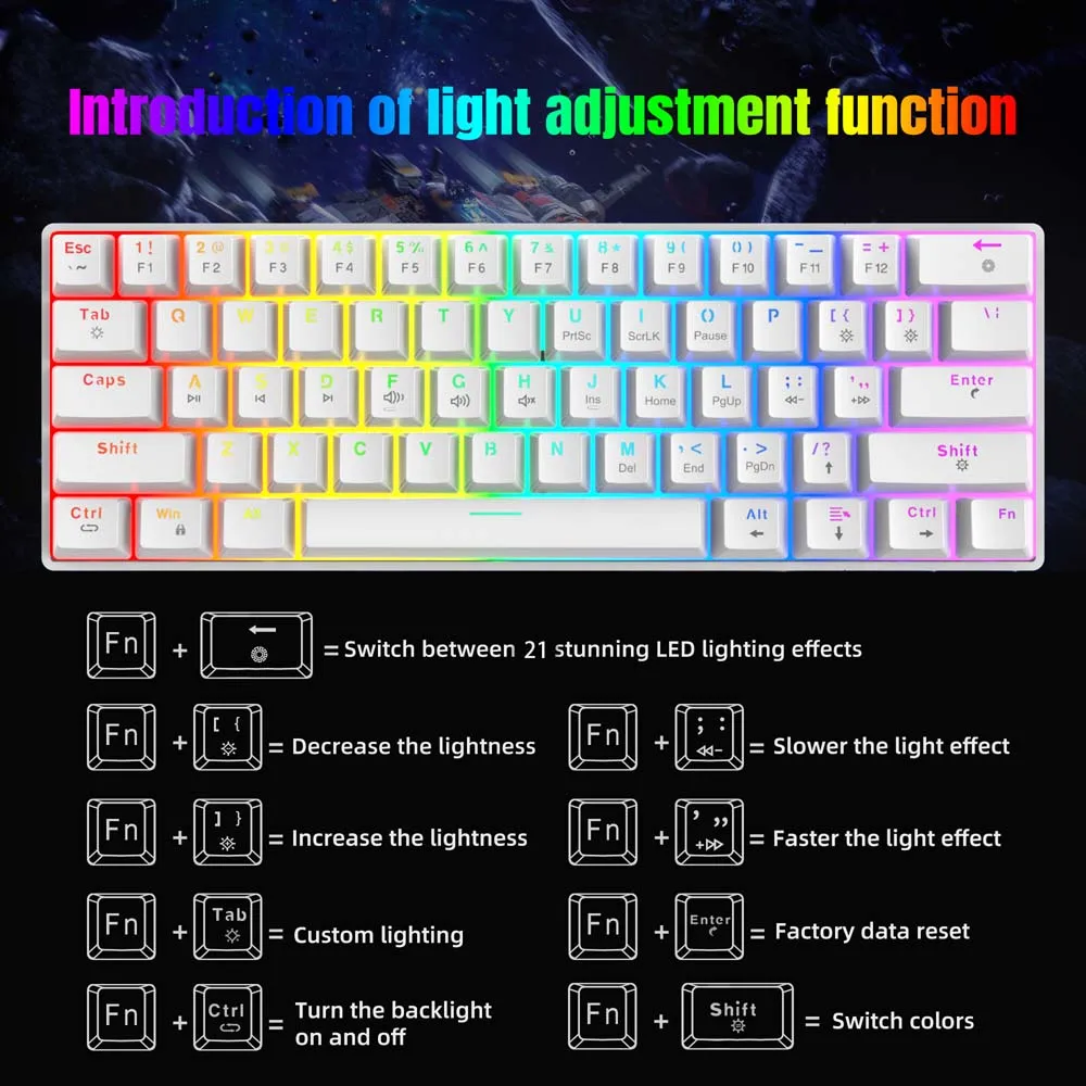 Imagem -03 - Teclado Mecânico tipo c com Fio Troca Quente Eixo Vermelho Ajuste de Luz Rgb Multi Mídia Teclado Curvo Computador pc Laptop